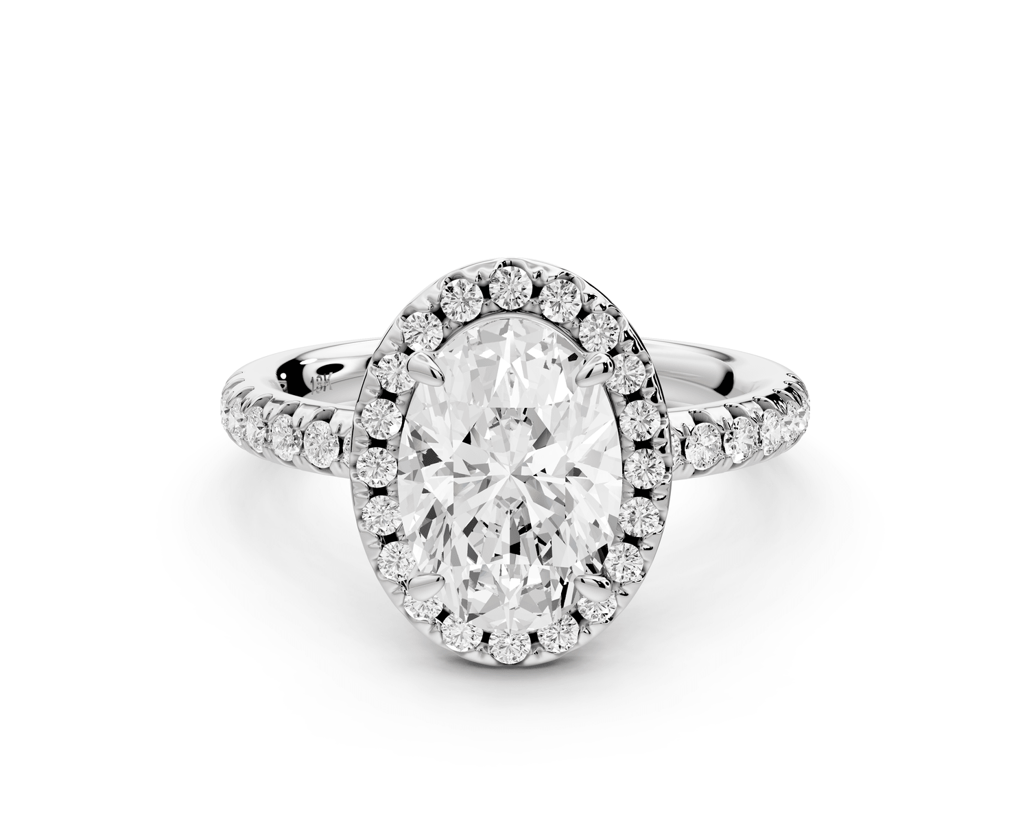 Eveline - 2ct platinum oval Halo Half Band Pavé Engagement Ring - Mr. Alex Jewelry