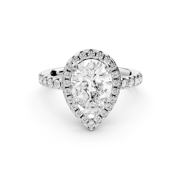 Eveline - 2ct platinum pear Halo Half Band Pavé Engagement Ring - Mr. Alex Jewelry