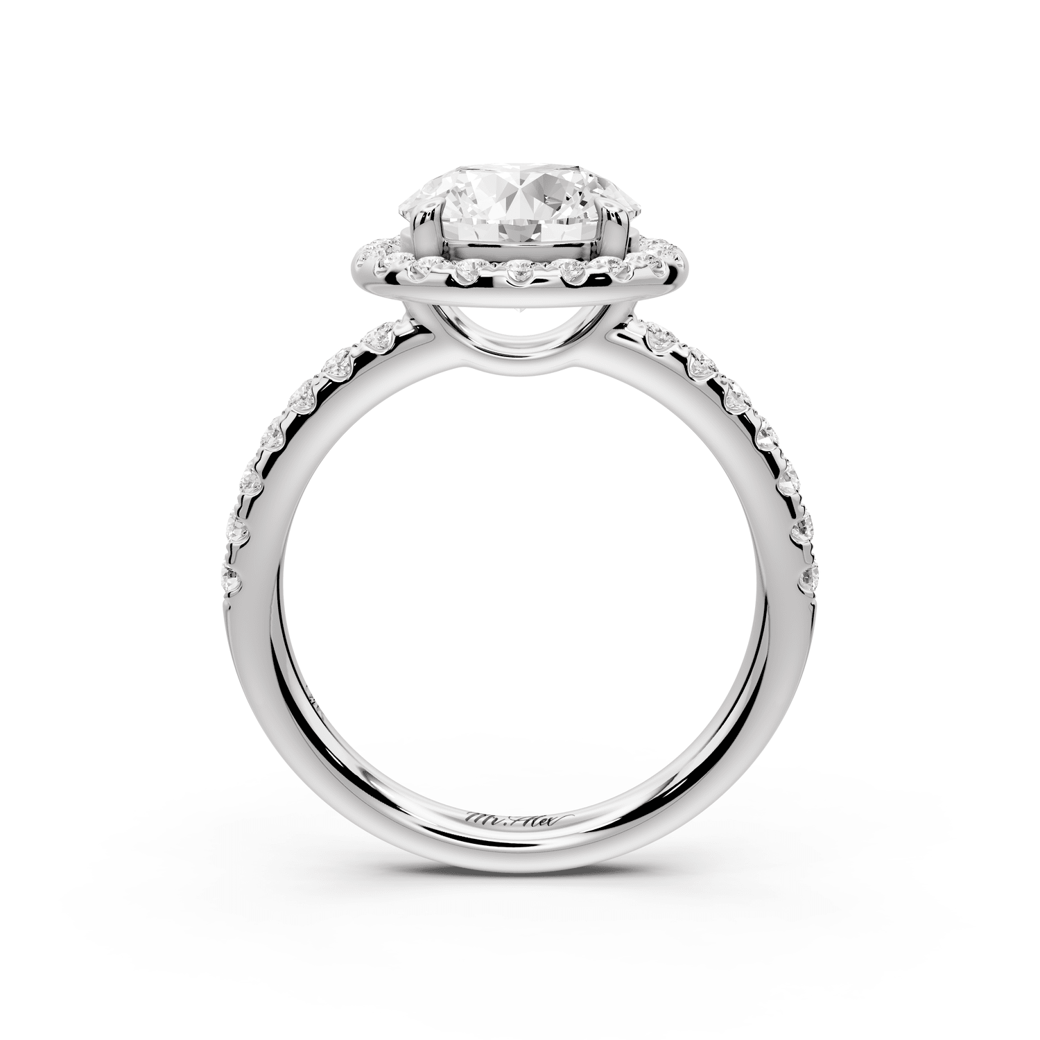 Eveline - 2ct platinum round Halo Half Band Pavé Engagement Ring - Mr. Alex Jewelry