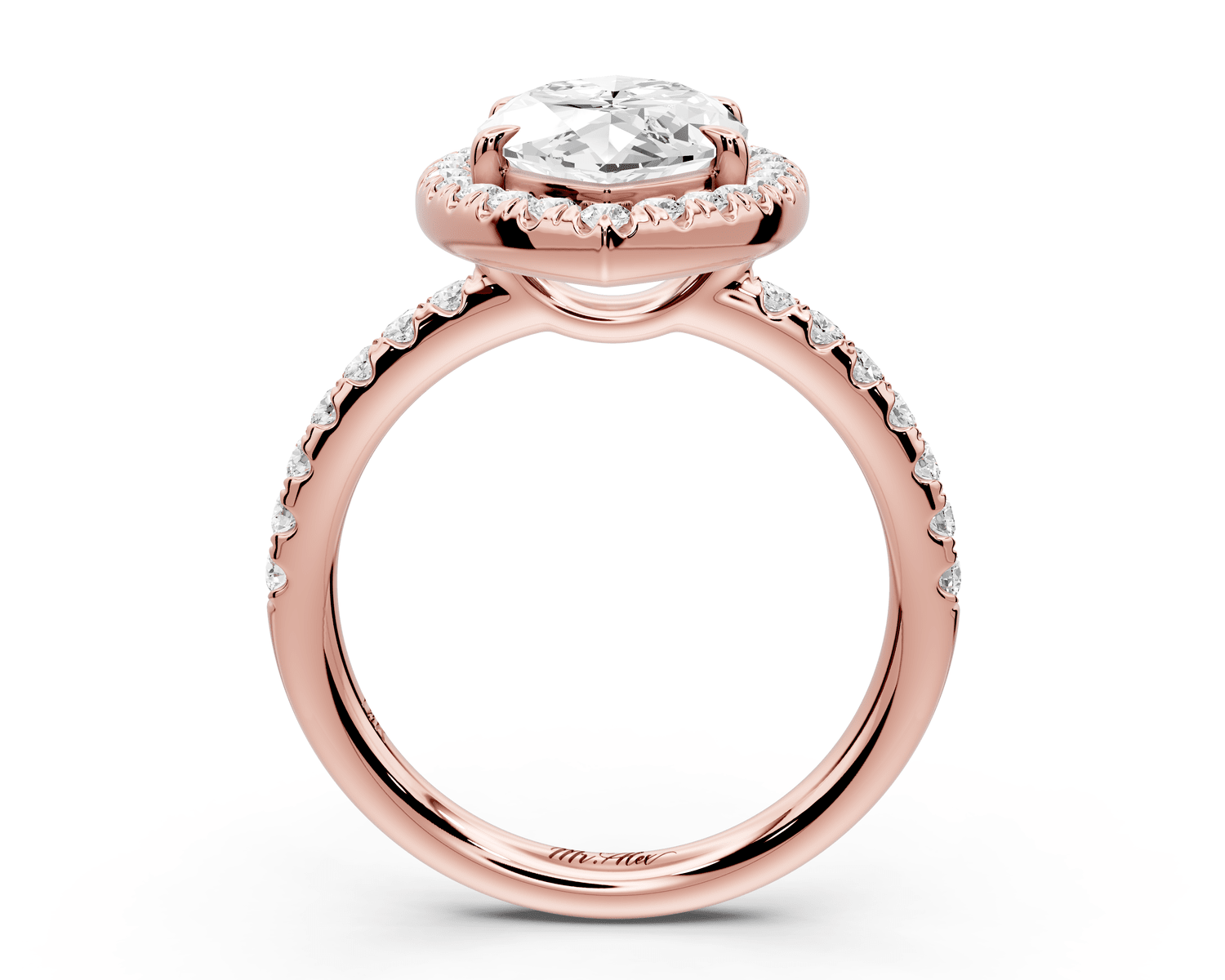 Eveline - 3ct 14k rose gold marquise Halo Half Band Pavé Engagement Ring - Mr. Alex Jewelry