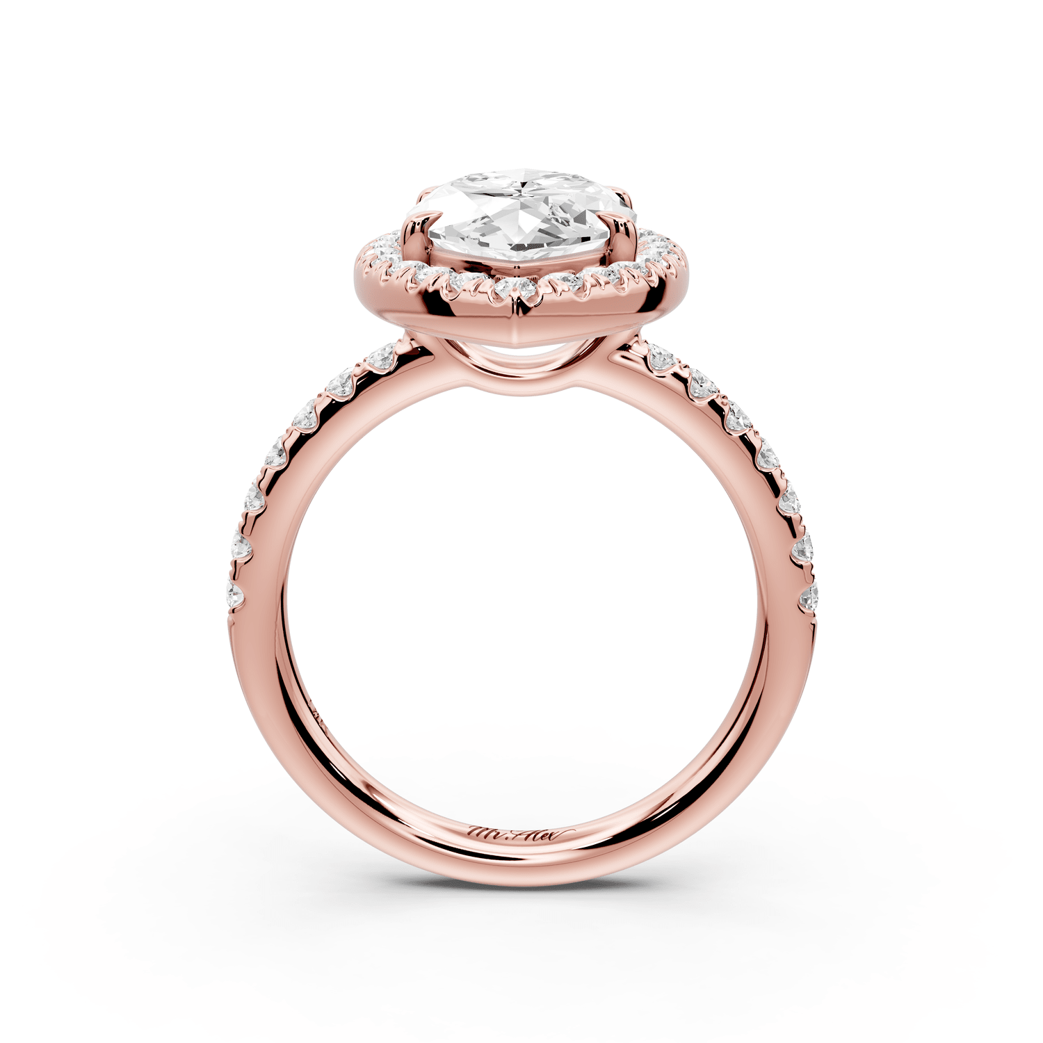 Eveline - 3ct 14k rose gold marquise Halo Half Band Pavé Engagement Ring - Mr. Alex Jewelry
