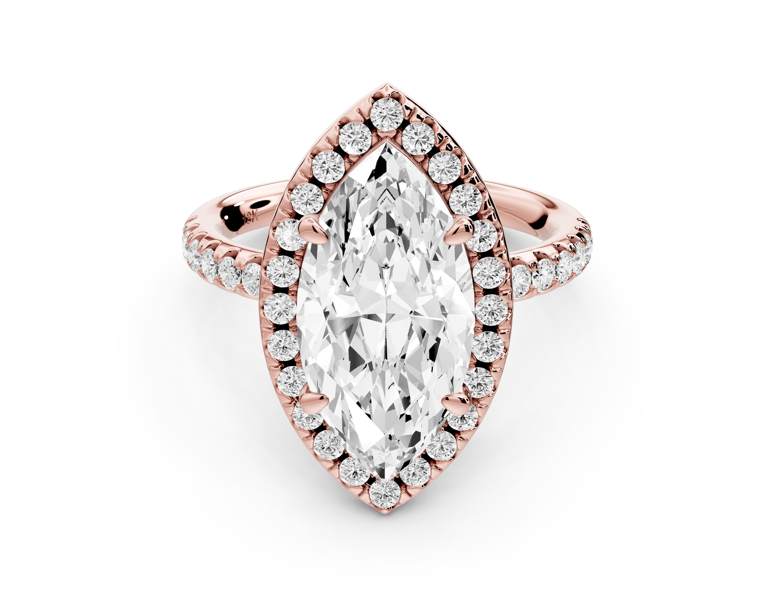 Eveline - 3ct 14k rose gold marquise Halo Half Band Pavé Engagement Ring - Mr. Alex Jewelry