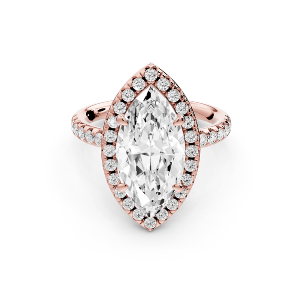 Eveline - 3ct 14k rose gold marquise Halo Half Band Pavé Engagement Ring - Mr. Alex Jewelry