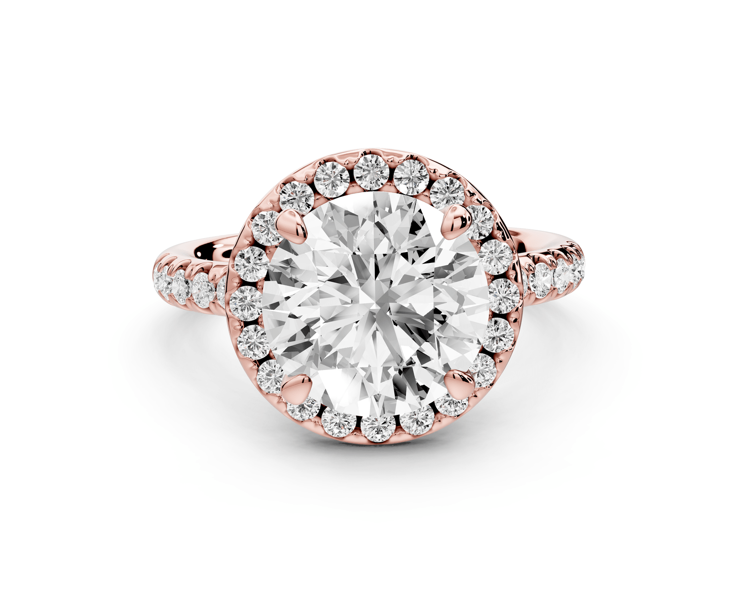 Eveline - 3ct 14k rose gold round Halo Half Band Pavé Engagement Ring - Mr. Alex Jewelry