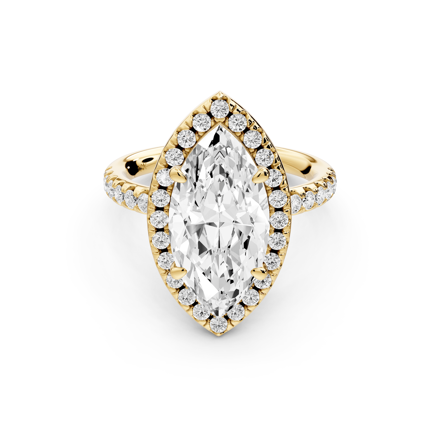 Eveline - 3ct 14k yellow gold marquise Halo Half Band Pavé Engagement Ring - Mr. Alex Jewelry