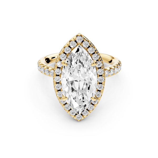 Eveline - 3ct 14k yellow gold marquise Halo Half Band Pavé Engagement Ring - Mr. Alex Jewelry