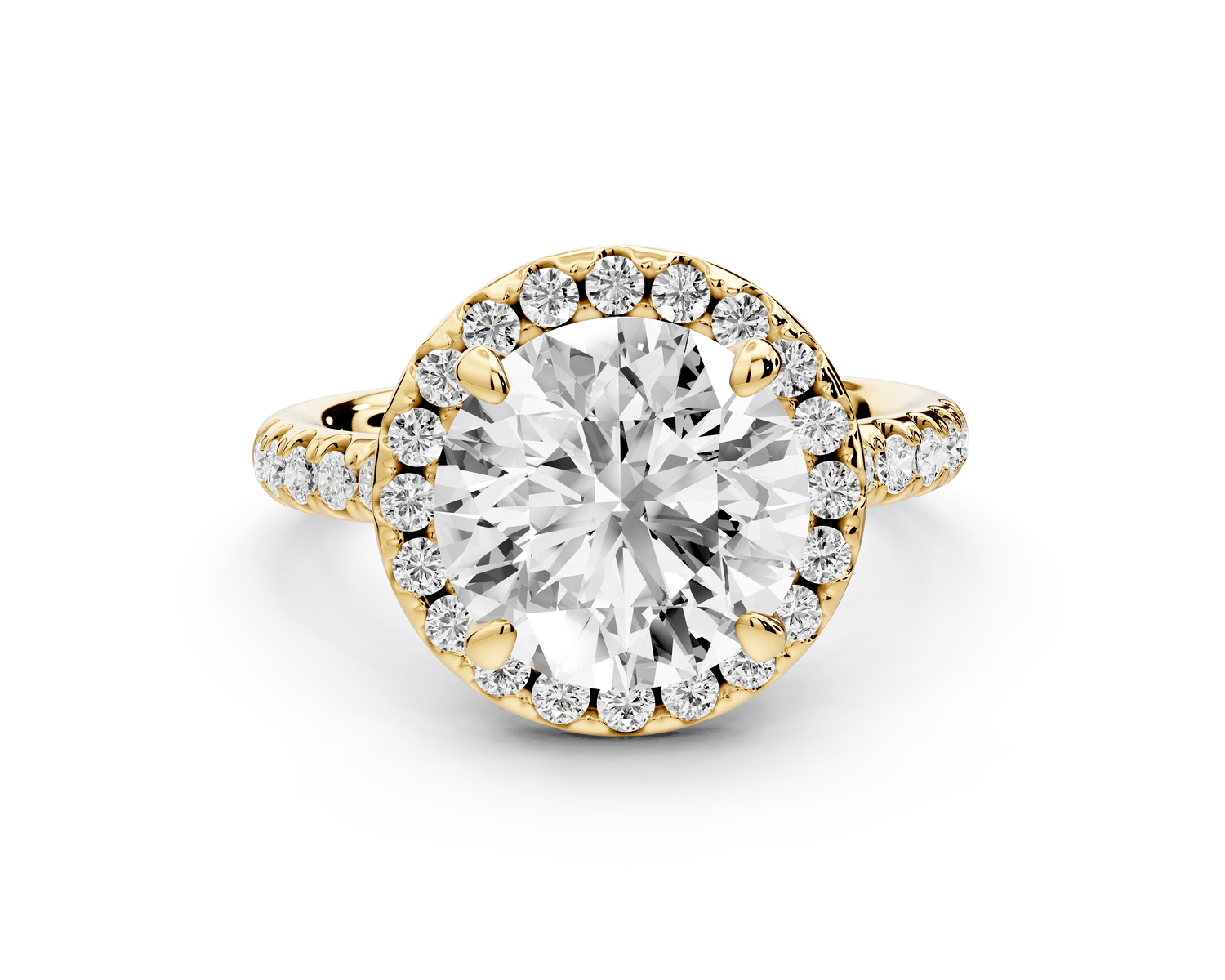 Eveline - 3ct 14k yellow gold round Halo Half Band Pavé Engagement Ring - Mr. Alex Jewelry