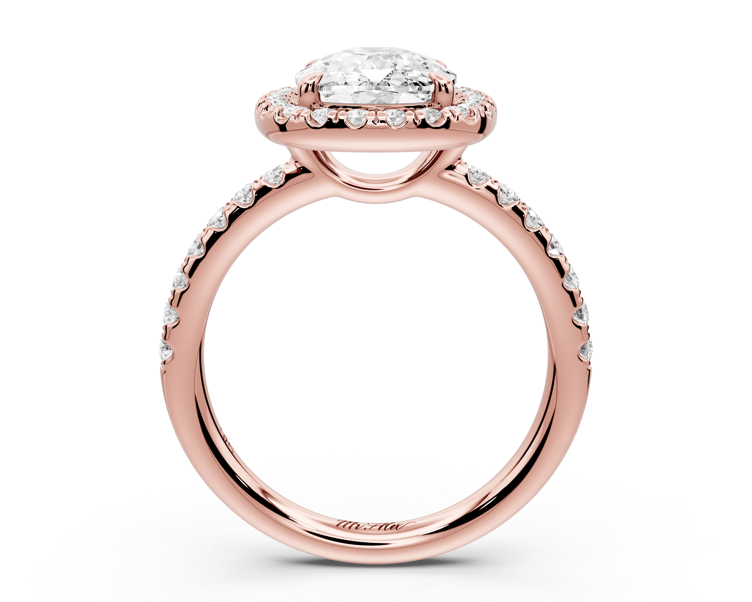 Eveline - 3ct 18k rose gold cushion Halo Half Band Pavé Engagement Ring - Mr. Alex Jewelry