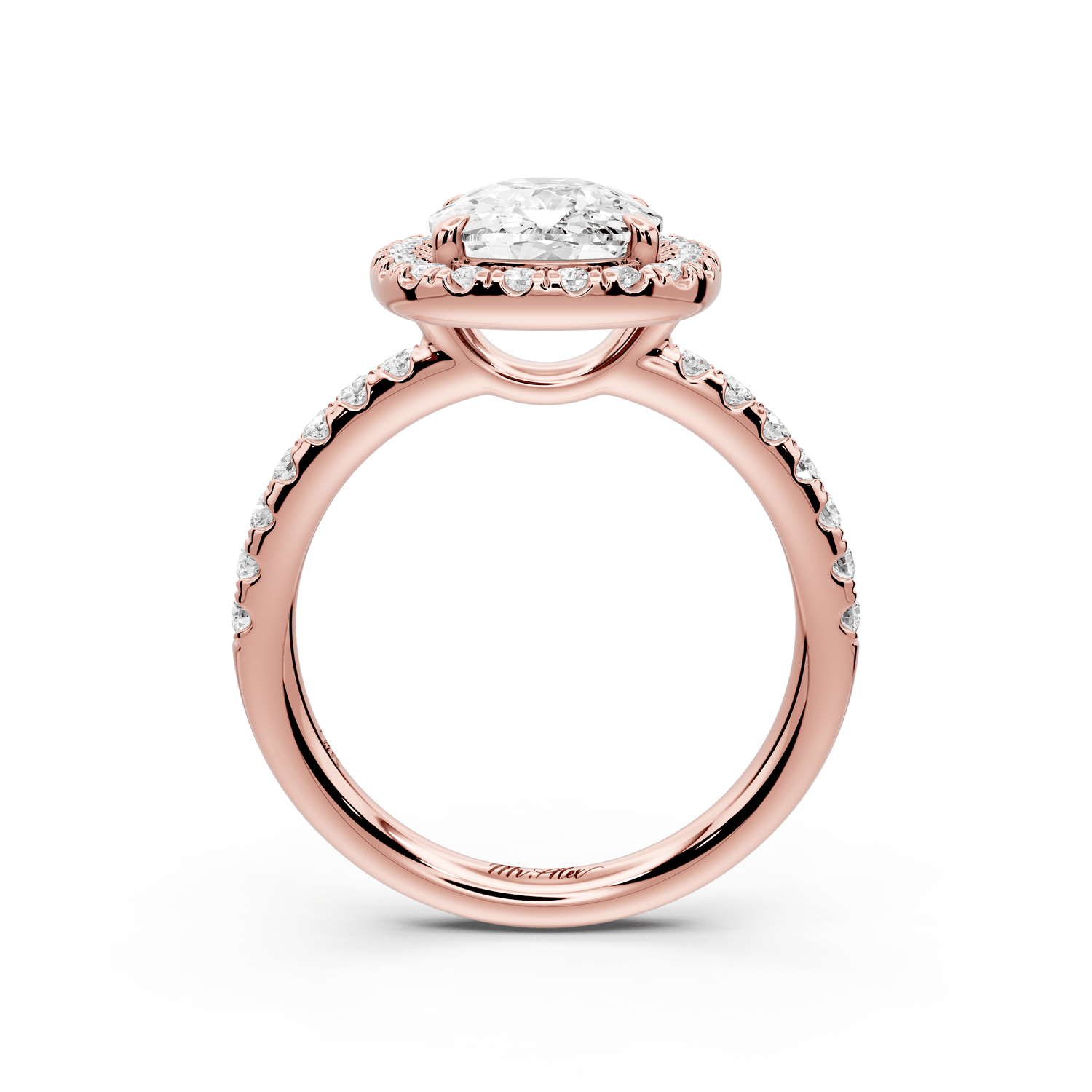 Eveline - 3ct 18k rose gold cushion Halo Half Band Pavé Engagement Ring - Mr. Alex Jewelry