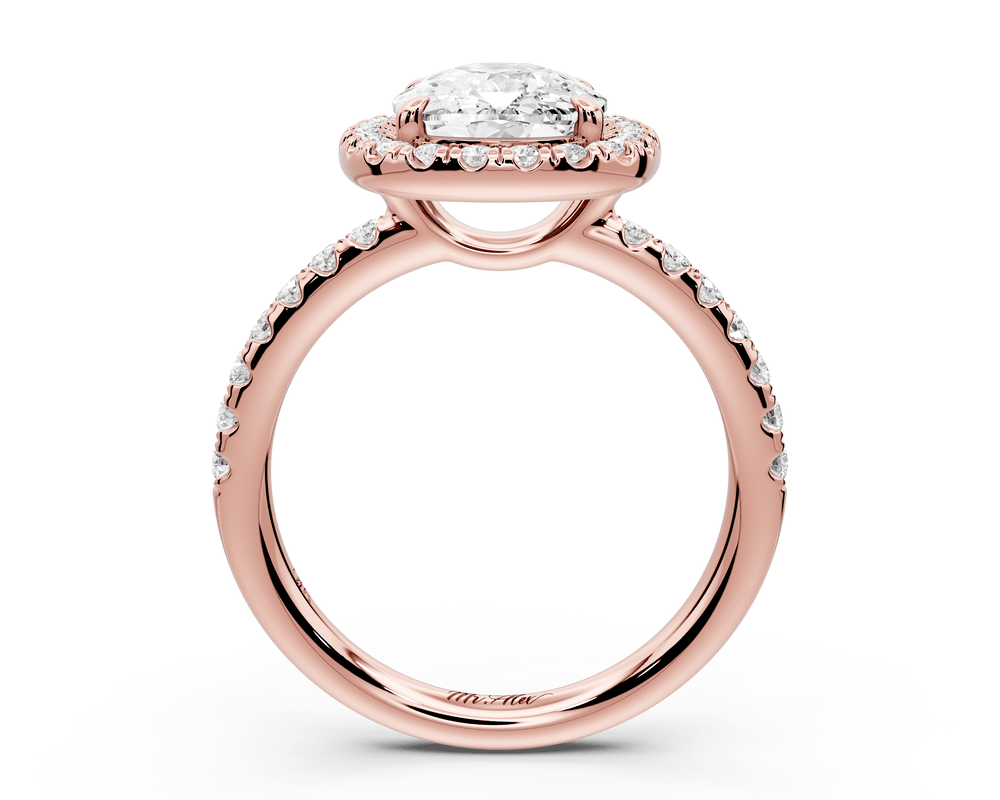 Eveline - 3ct 18k rose gold ecushion Halo Half Band Pavé Engagement Ring - Mr. Alex Jewelry
