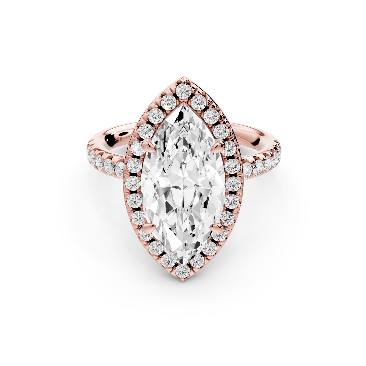 Eveline - 3ct 18k rose gold marquise Halo Half Band Pavé Engagement Ring - Mr. Alex Jewelry