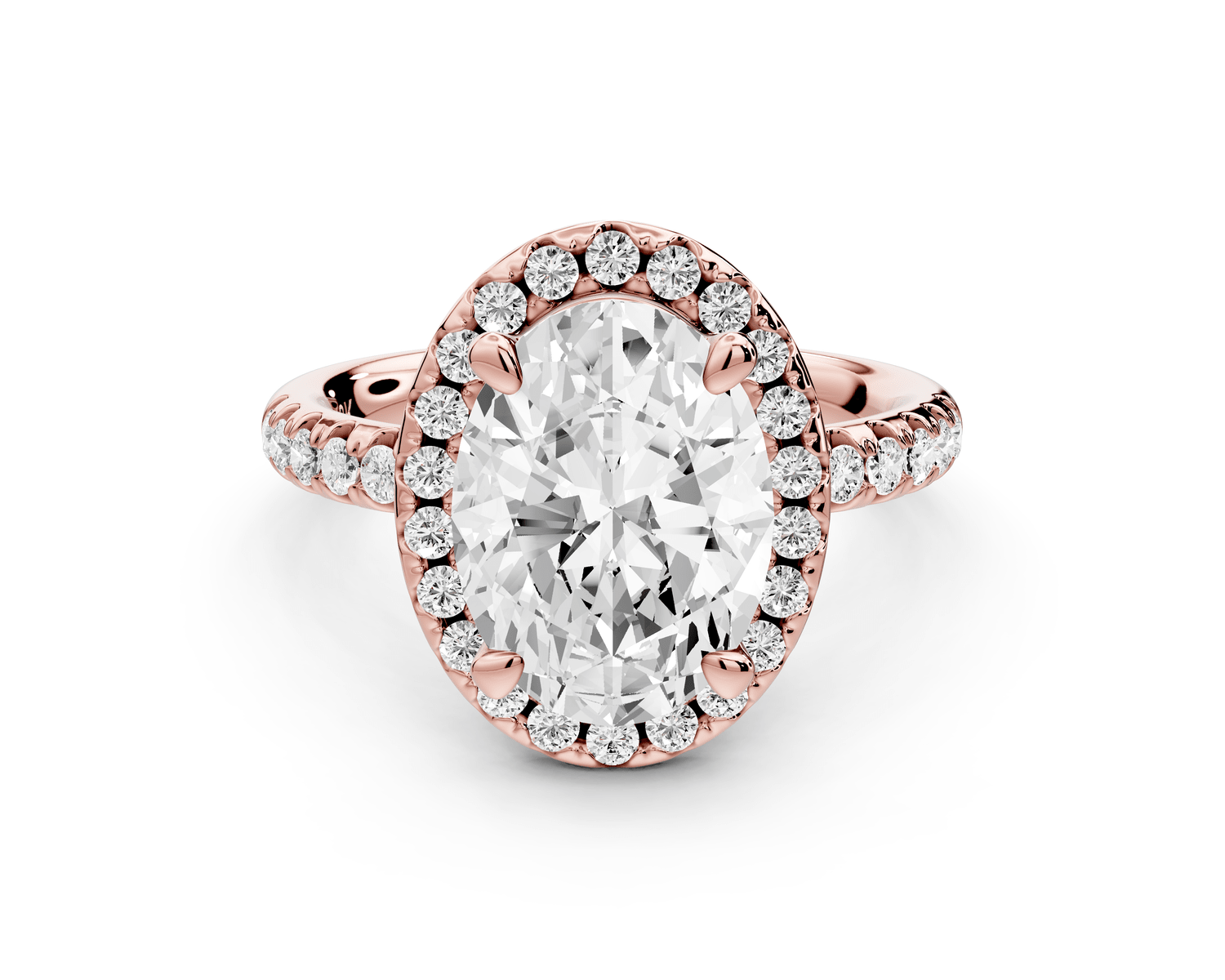 Eveline - 3ct 18k rose gold oval Halo Half Band Pavé Engagement Ring - Mr. Alex Jewelry