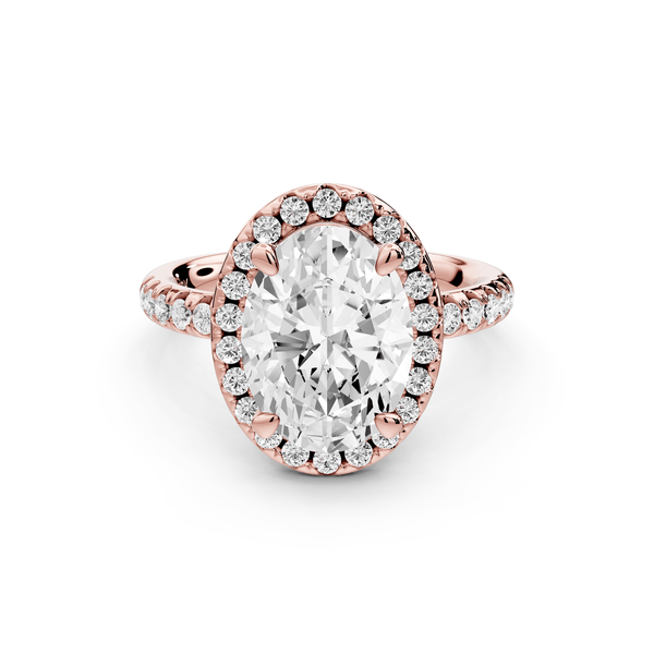 Eveline - 3ct 18k rose gold oval Halo Half Band Pavé Engagement Ring - Mr. Alex Jewelry