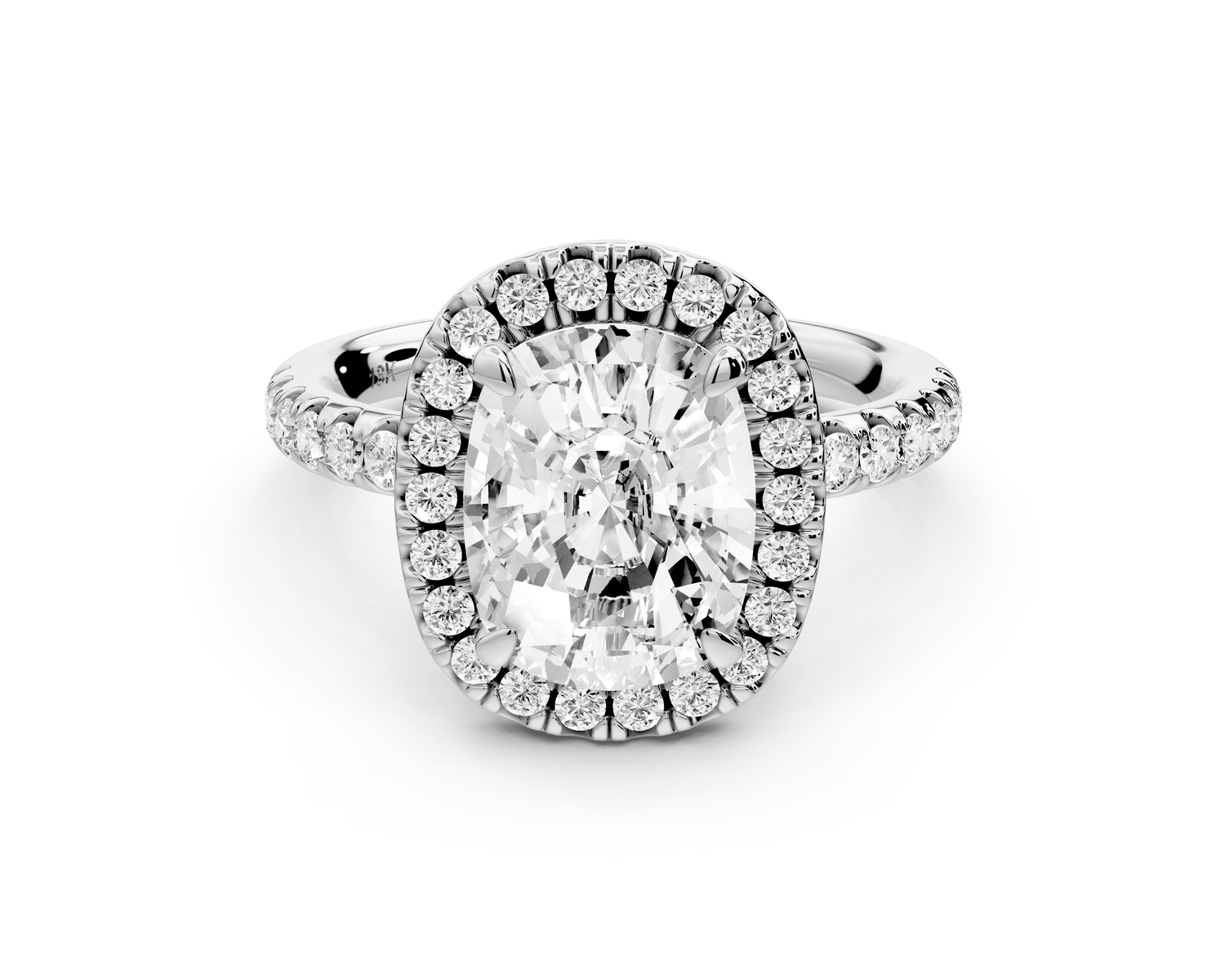 Eveline - 3ct 18k white gold cushion Halo Half Band Pavé Engagement Ring - Mr. Alex Jewelry