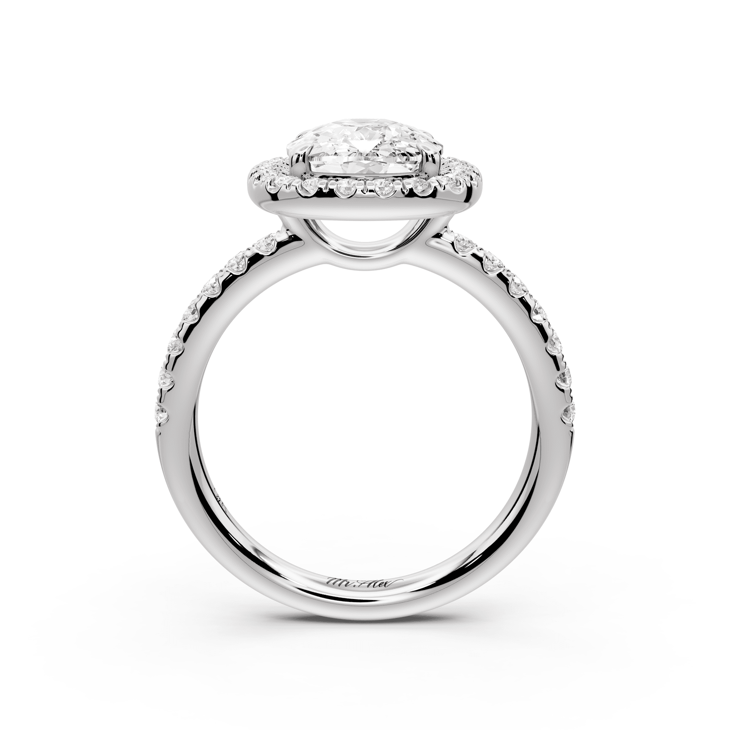 Eveline - 3ct 18k white gold cushion Halo Half Band Pavé Engagement Ring - Mr. Alex Jewelry
