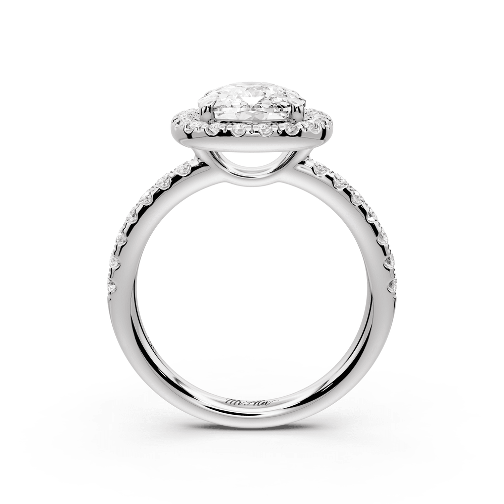 Eveline - 3ct 18k white gold ecushion Halo Half Band Pavé Engagement Ring - Mr. Alex Jewelry