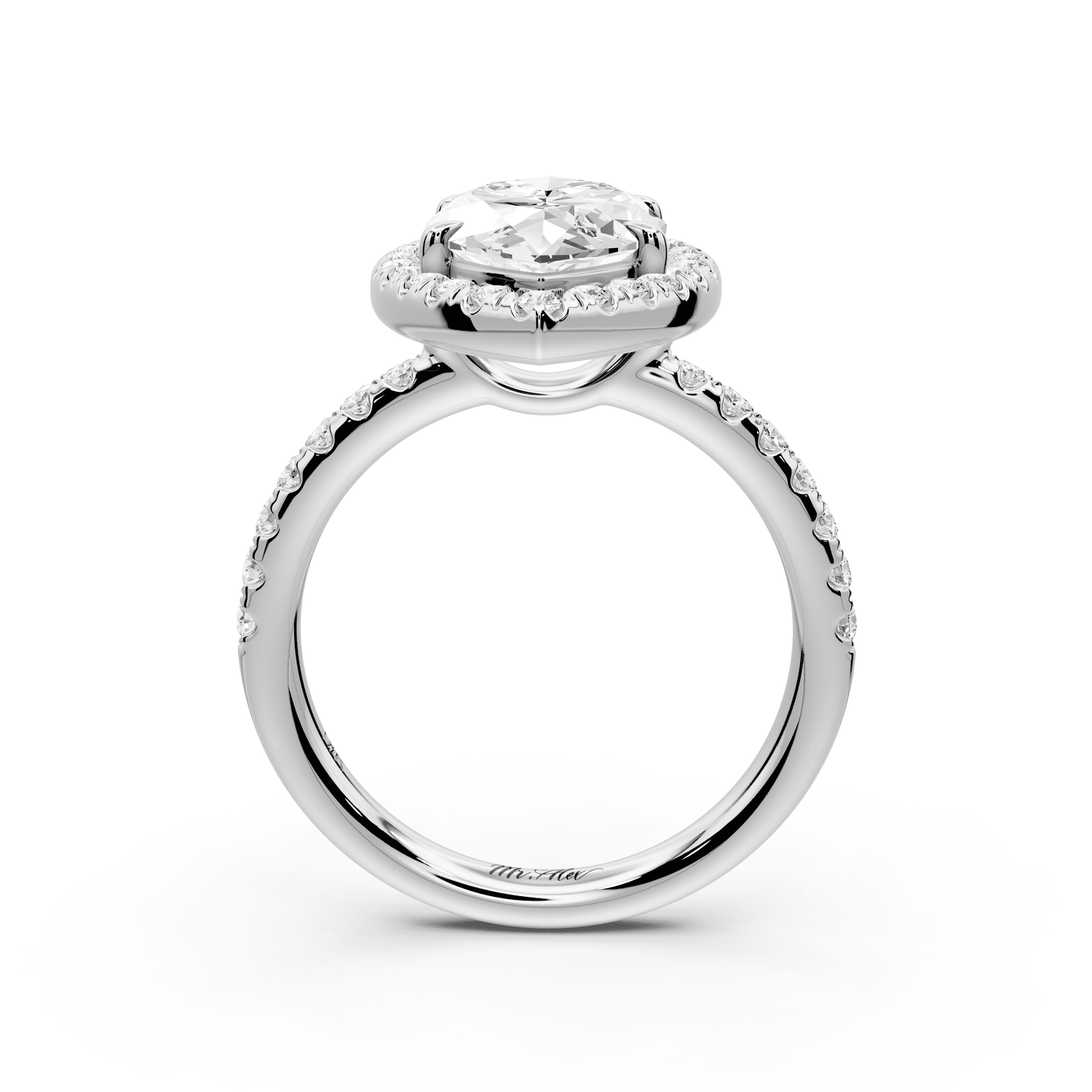 Eveline - 3ct 18k white gold marquise Halo Half Band Pavé Engagement Ring - Mr. Alex Jewelry