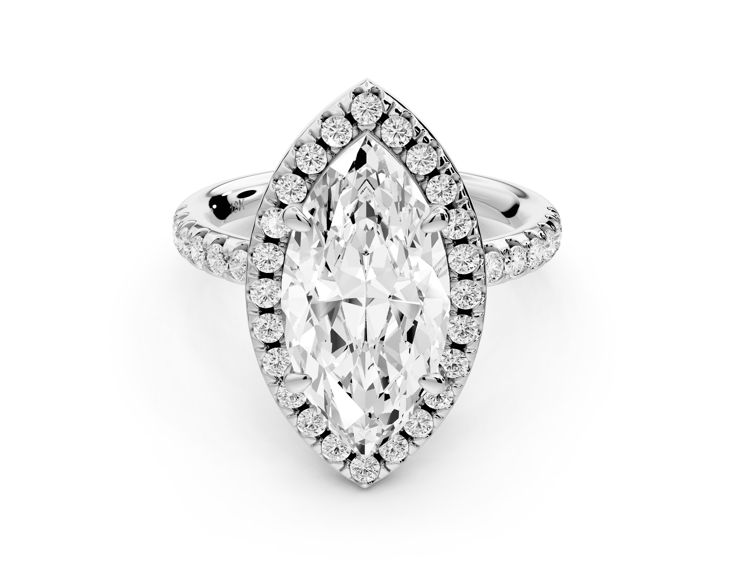 Eveline - 3ct 18k white gold marquise Halo Half Band Pavé Engagement Ring - Mr. Alex Jewelry