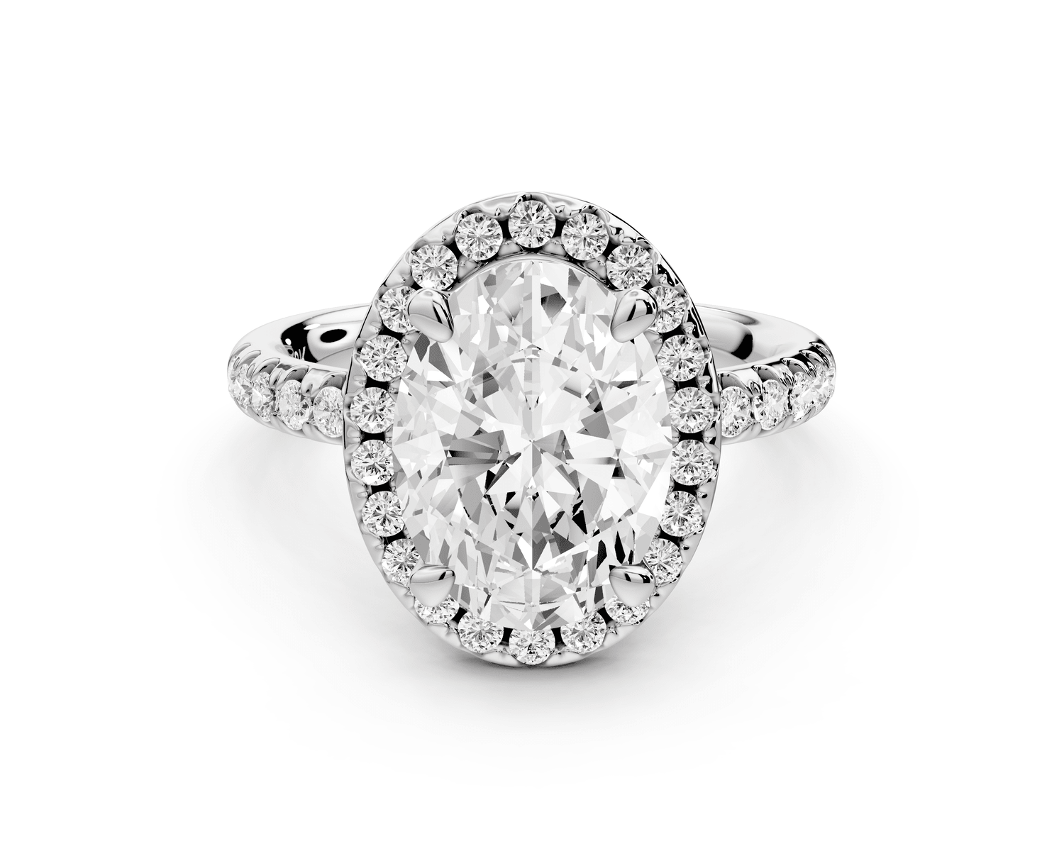 Eveline - 3ct 18k white gold oval Halo Half Band Pavé Engagement Ring - Mr. Alex Jewelry