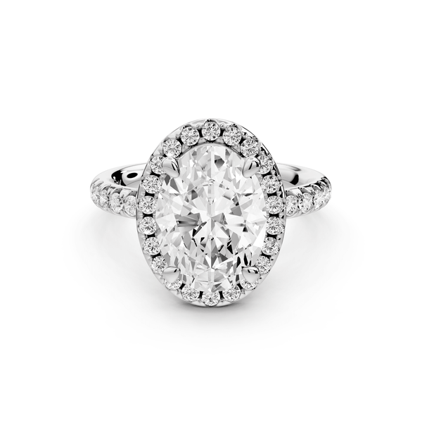 Eveline - 3ct 18k white gold oval Halo Half Band Pavé Engagement Ring - Mr. Alex Jewelry