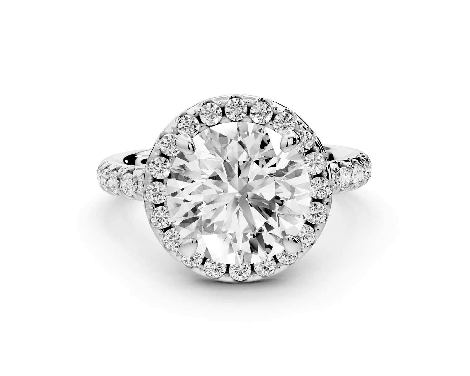 Eveline - 3ct 18k white gold round Halo Half Band Pavé Engagement Ring - Mr. Alex Jewelry