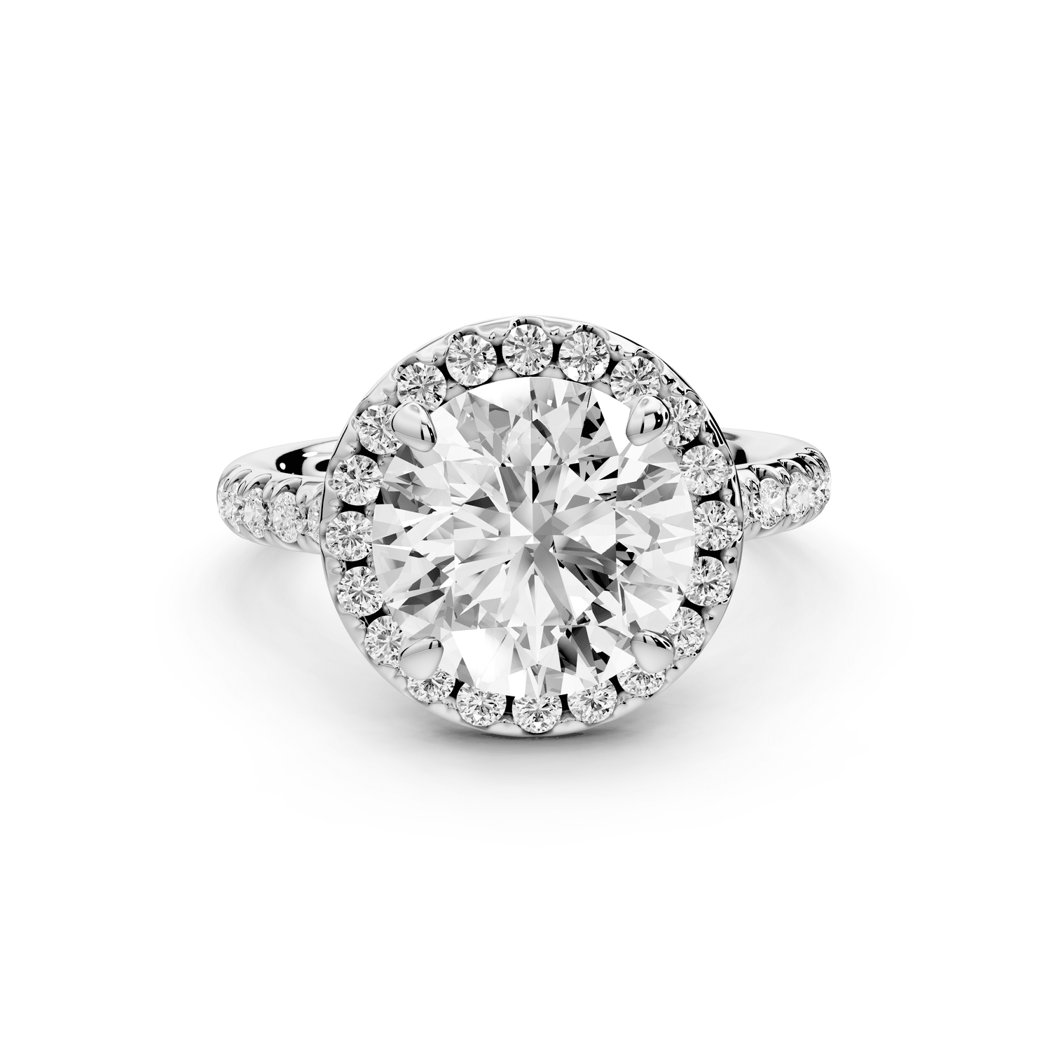 Eveline - 3ct 18k white gold round Halo Half Band Pavé Engagement Ring - Mr. Alex Jewelry