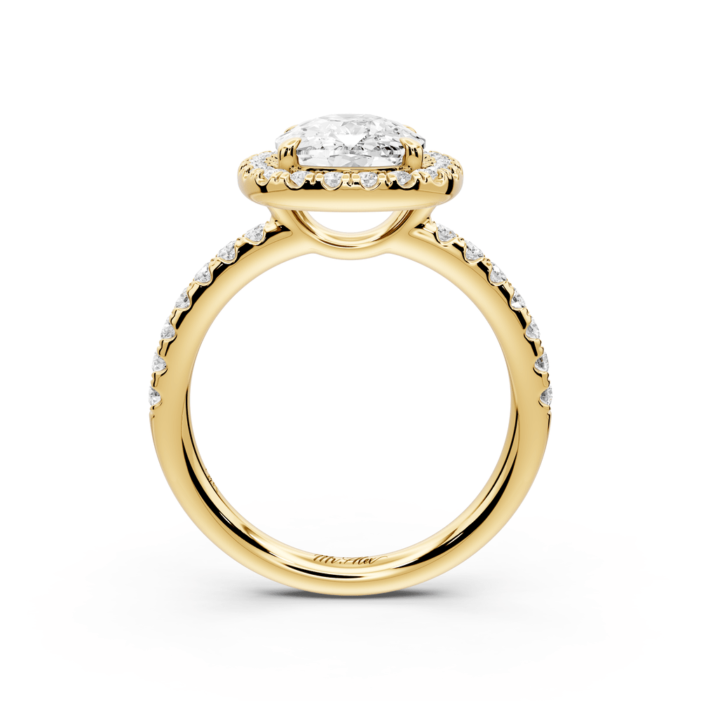 Eveline - 3ct 18k yellow gold ecushion Halo Half Band Pavé Engagement Ring - Mr. Alex Jewelry