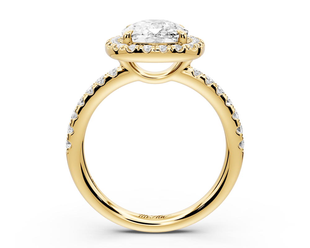 Eveline - 3ct 18k yellow gold ecushion Halo Half Band Pavé Engagement Ring - Mr. Alex Jewelry