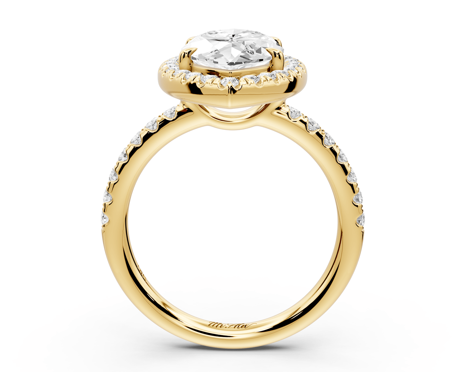 Eveline - 3ct 18k yellow gold marquise Halo Half Band Pavé Engagement Ring - Mr. Alex Jewelry