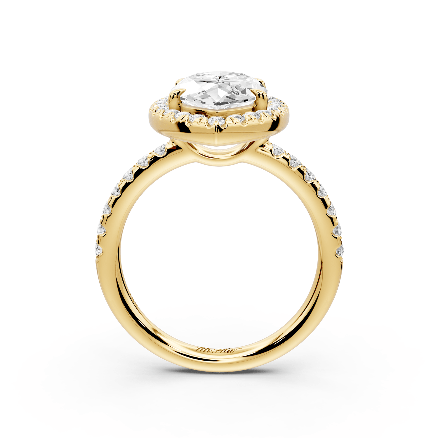 Eveline - 3ct 18k yellow gold marquise Halo Half Band Pavé Engagement Ring - Mr. Alex Jewelry