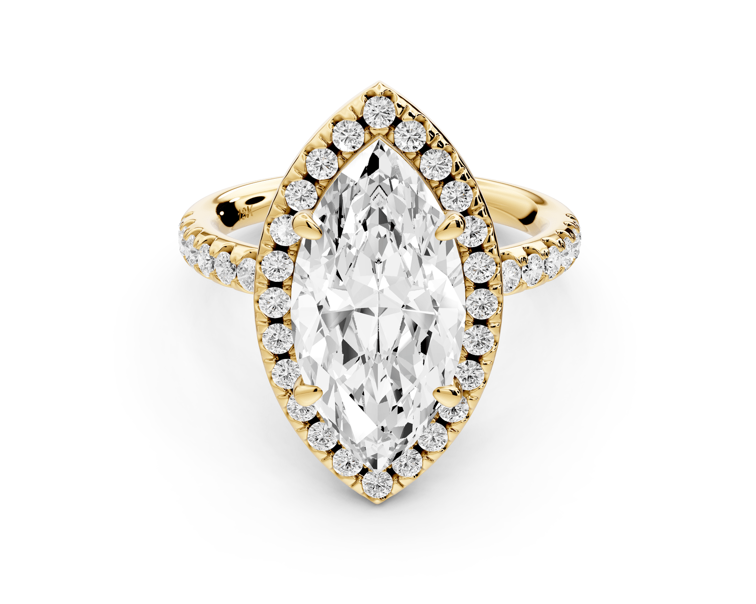 Eveline - 3ct 18k yellow gold marquise Halo Half Band Pavé Engagement Ring - Mr. Alex Jewelry