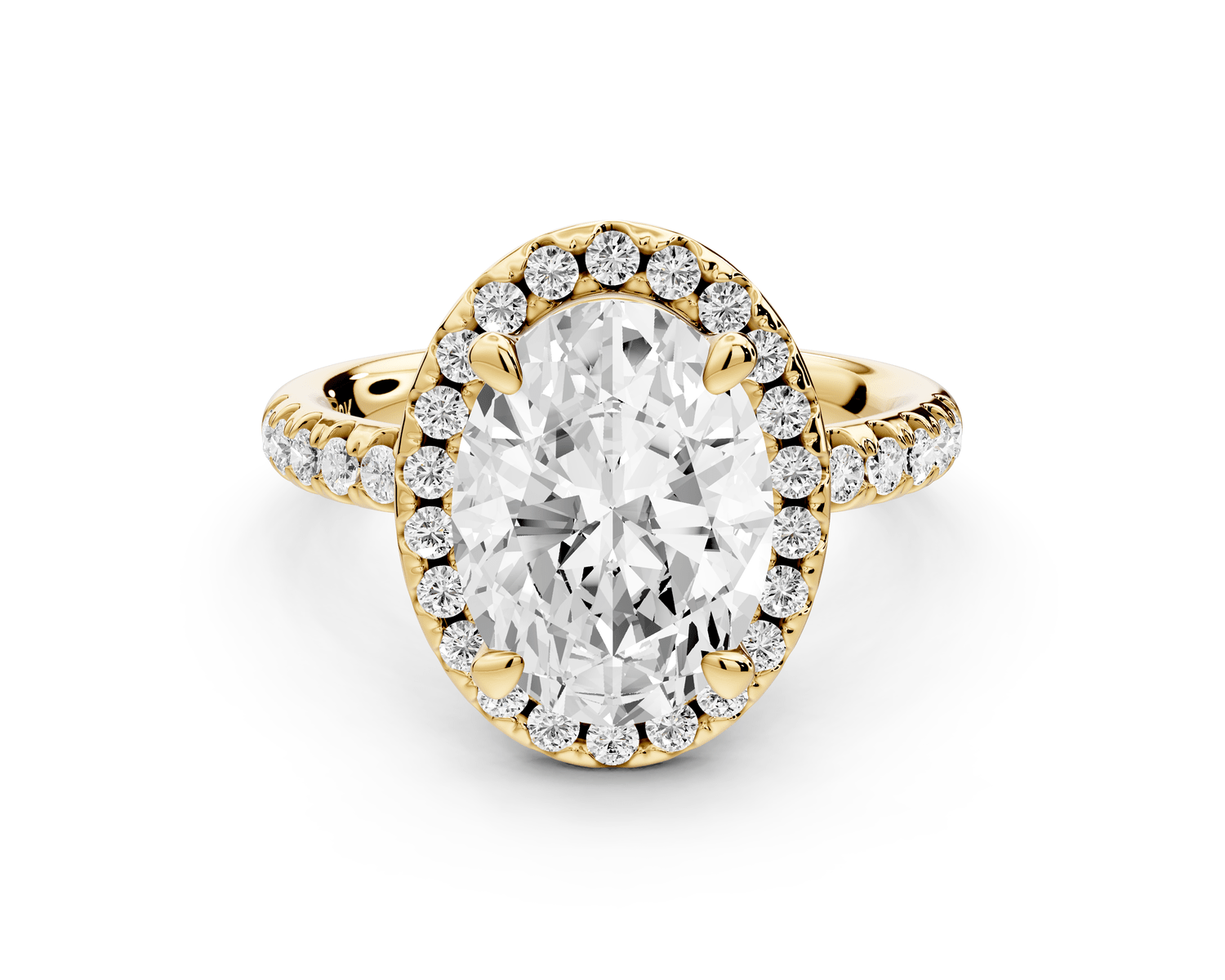 Eveline - 3ct 18k yellow gold oval Halo Half Band Pavé Engagement Ring - Mr. Alex Jewelry