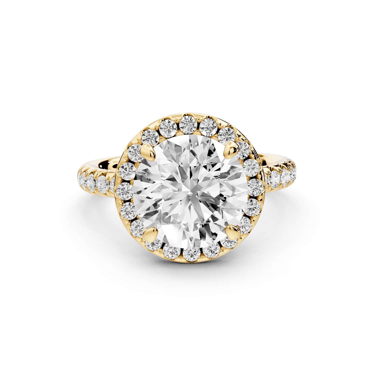 Eveline - 3ct 18k yellow gold round Halo Half Band Pavé Engagement Ring - Mr. Alex Jewelry