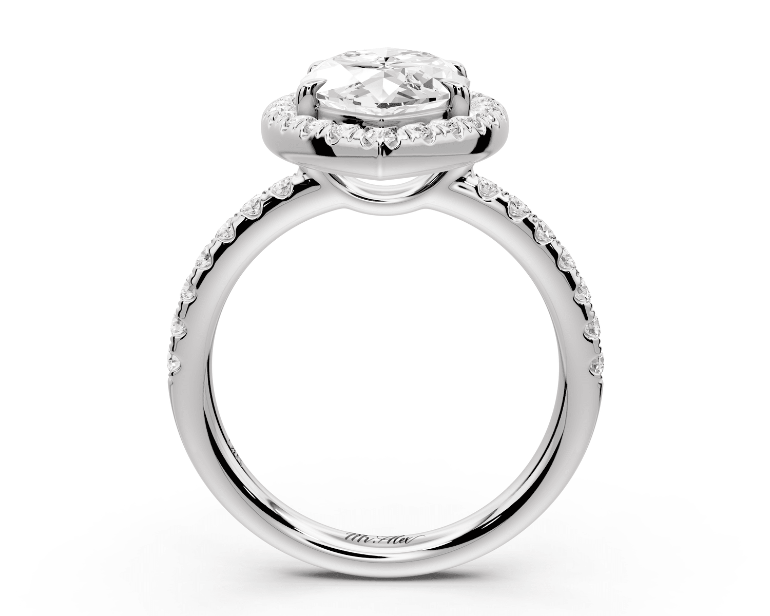 Eveline - 3ct platinum marquise Halo Half Band Pavé Engagement Ring - Mr. Alex Jewelry