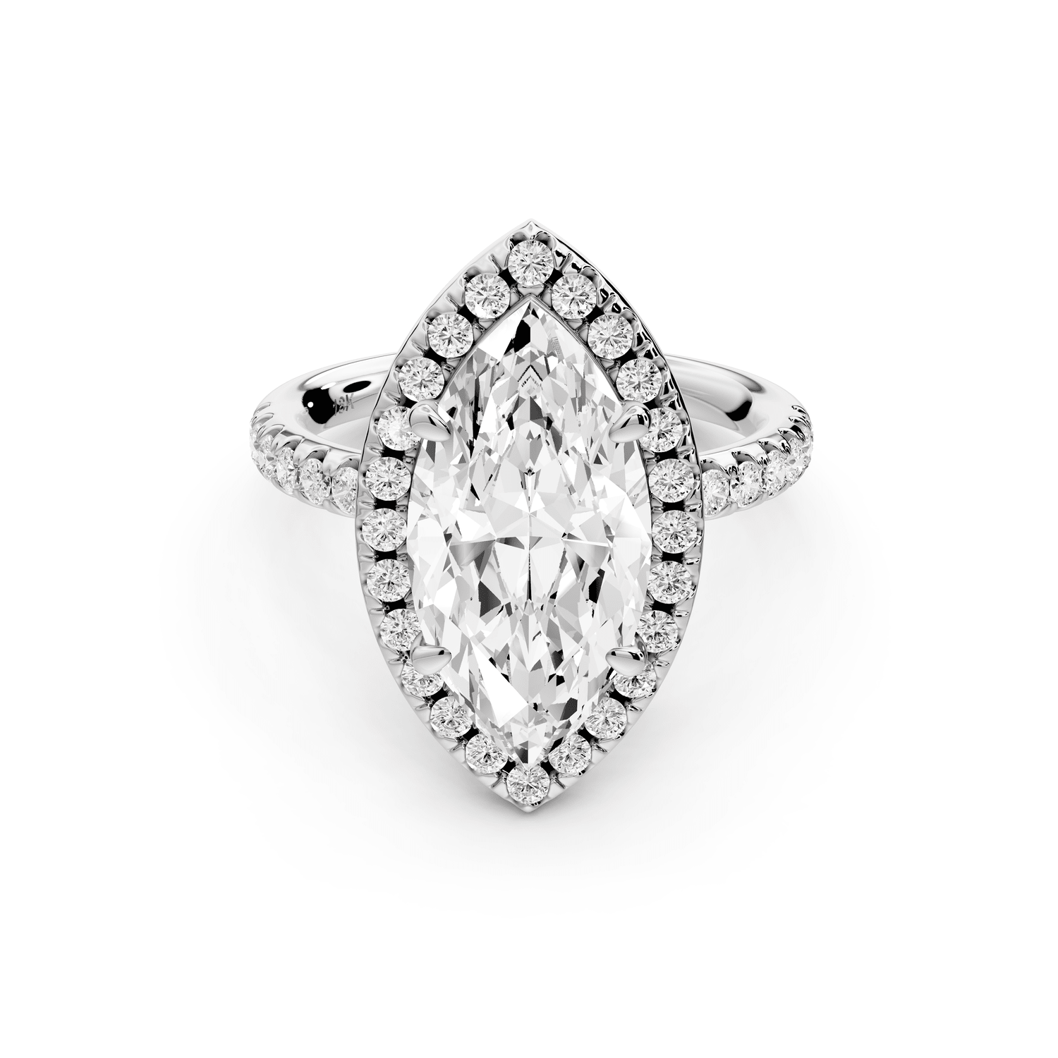 Eveline - 3ct platinum marquise Halo Half Band Pavé Engagement Ring - Mr. Alex Jewelry