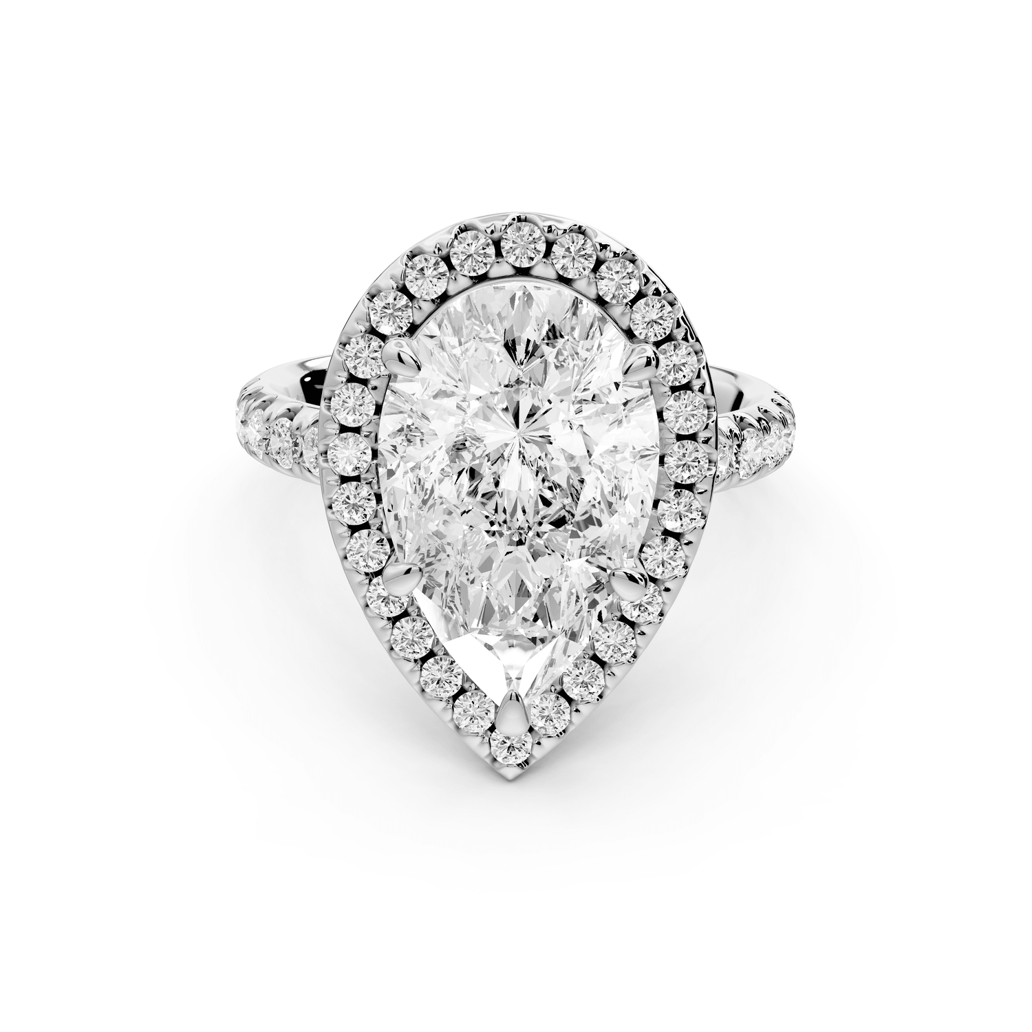 Eveline - 3ct platinum pear Halo Half Band Pavé Engagement Ring - Mr. Alex Jewelry