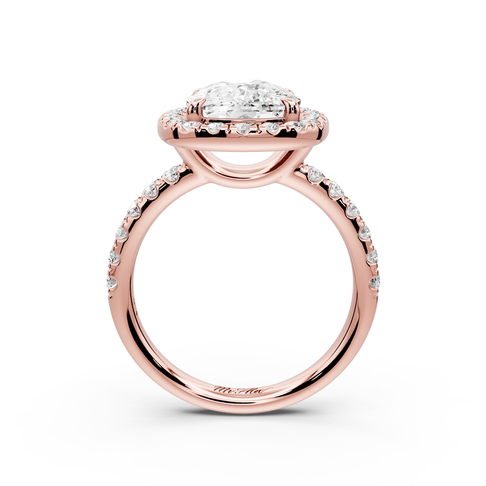 Eveline - 4ct 14k rose gold ecushion Halo Half Band Pavé Engagement Ring - Mr. Alex Jewelry