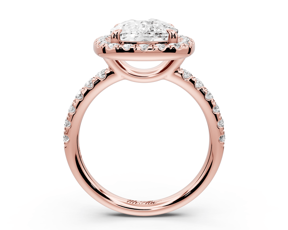 Eveline - 4ct 14k rose gold ecushion Halo Half Band Pavé Engagement Ring - Mr. Alex Jewelry