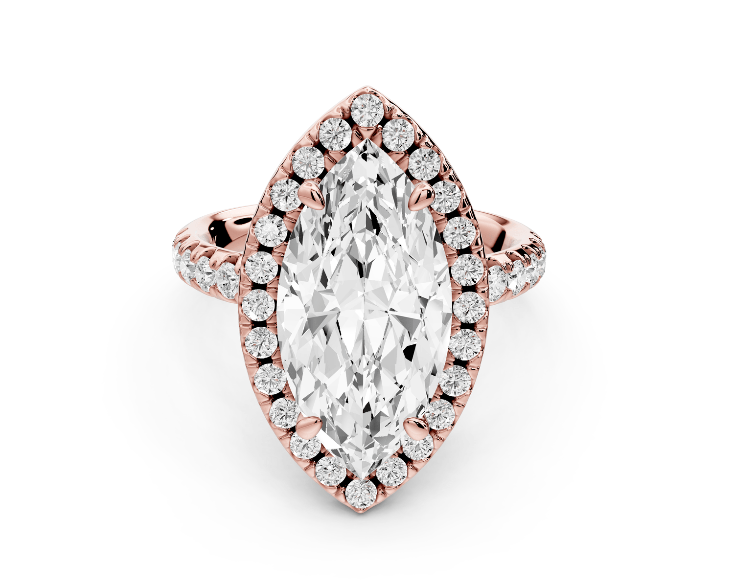 Eveline - 4ct 14k rose gold marquise Halo Half Band Pavé Engagement Ring - Mr. Alex Jewelry