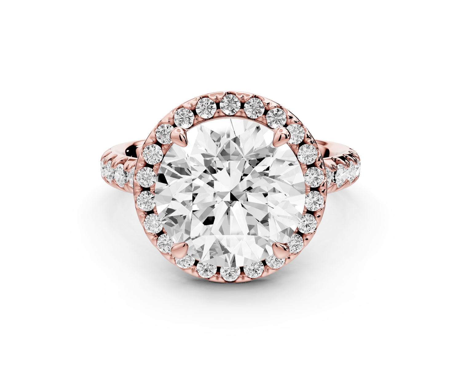 Eveline - 4ct 14k rose gold round Halo Half Band Pavé Engagement Ring - Mr. Alex Jewelry