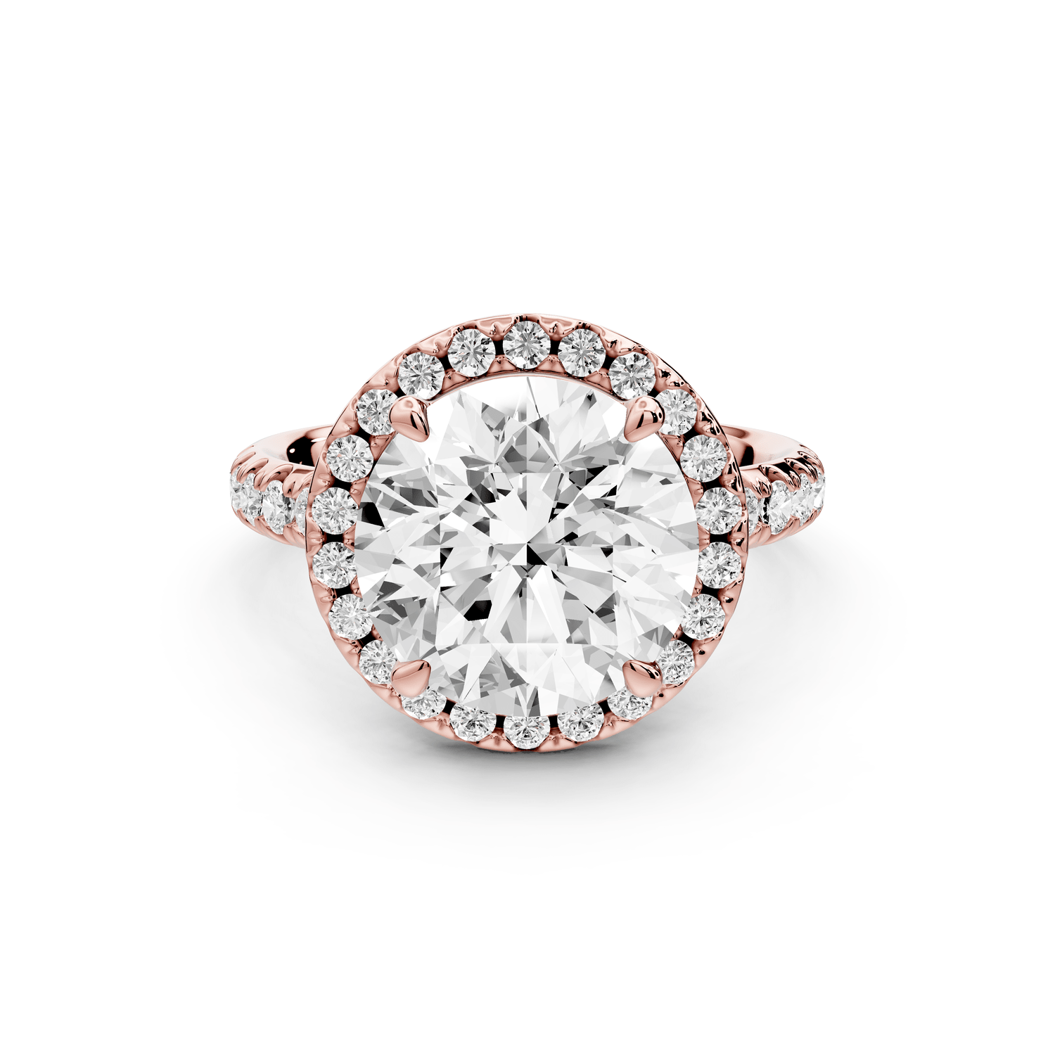 Eveline - 4ct 14k rose gold round Halo Half Band Pavé Engagement Ring - Mr. Alex Jewelry