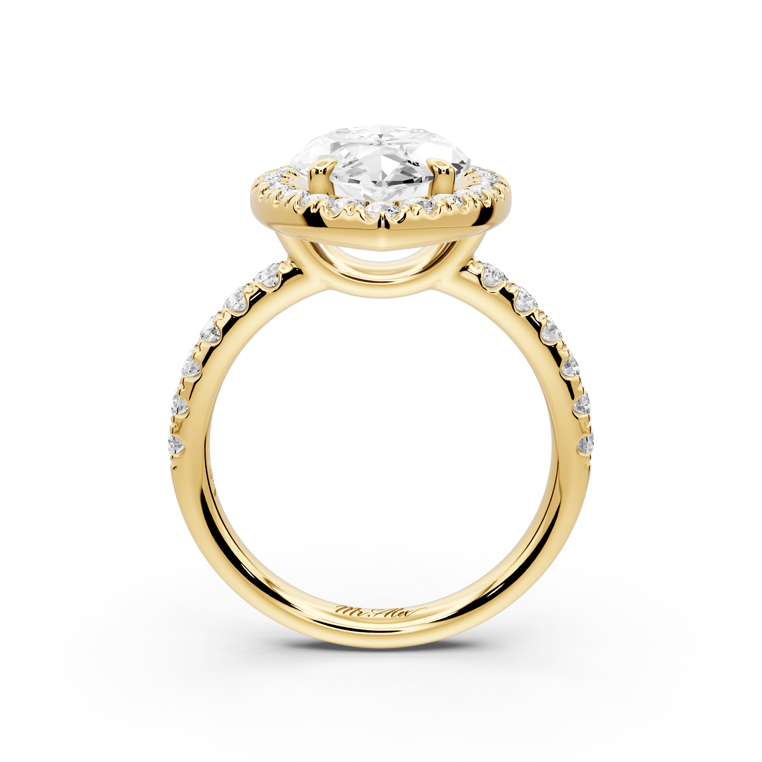Eveline - 4ct 14k yellow gold marquise Halo Half Band Pavé Engagement Ring - Mr. Alex Jewelry