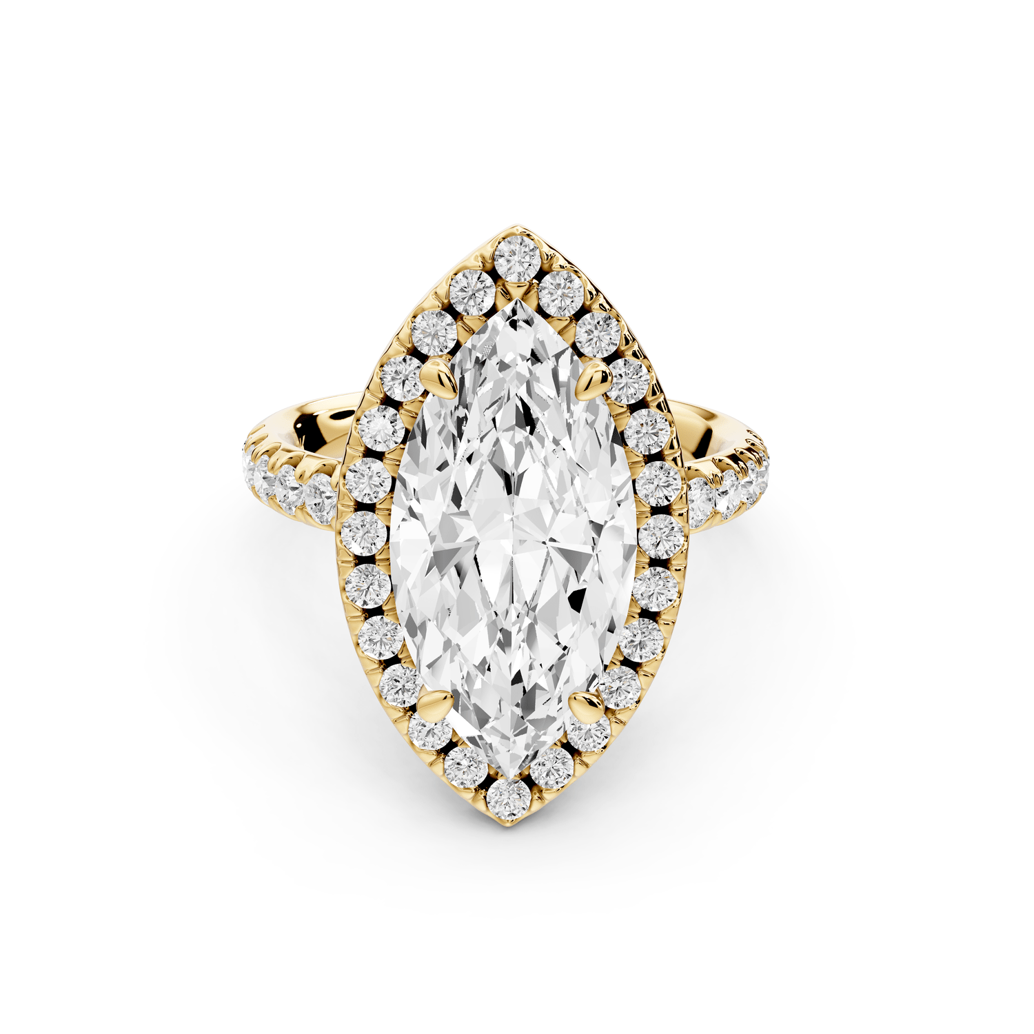 Eveline - 4ct 14k yellow gold marquise Halo Half Band Pavé Engagement Ring - Mr. Alex Jewelry