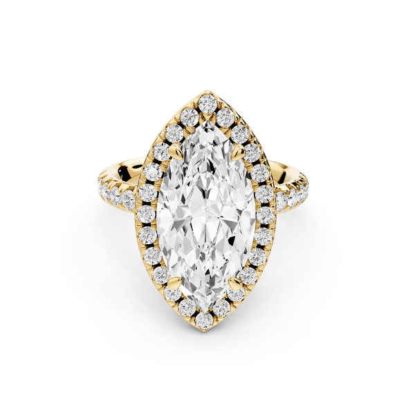 Eveline - 4ct 14k yellow gold marquise Halo Half Band Pavé Engagement Ring - Mr. Alex Jewelry