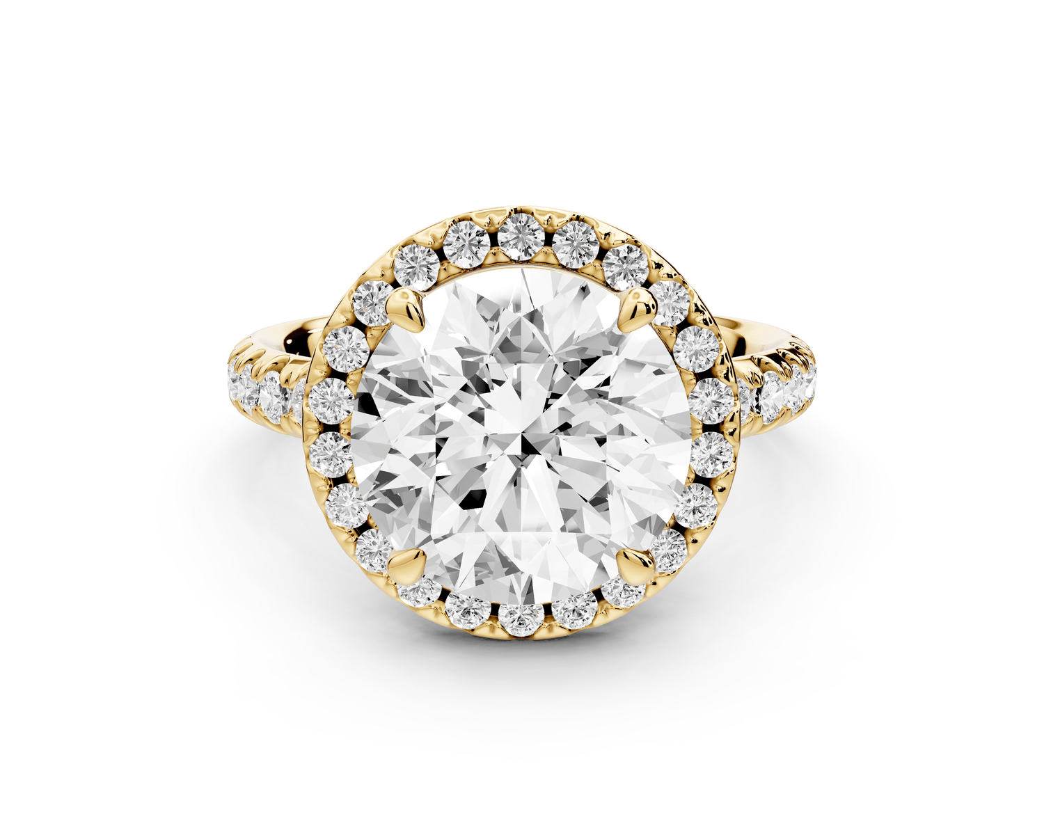 Eveline - 4ct 14k yellow gold round Halo Half Band Pavé Engagement Ring - Mr. Alex Jewelry
