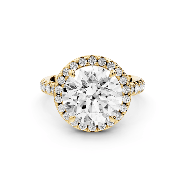 Eveline - 4ct 14k yellow gold round Halo Half Band Pavé Engagement Ring - Mr. Alex Jewelry