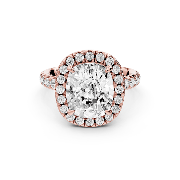 Eveline - 4ct 18k rose gold ecushion Halo Half Band Pavé Engagement Ring - Mr. Alex Jewelry