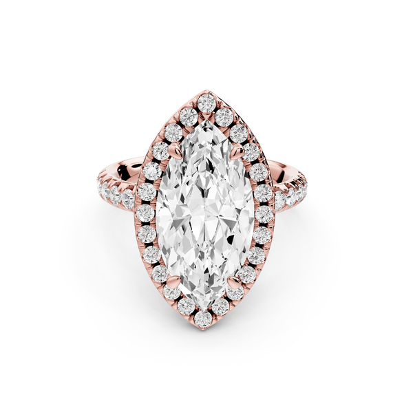 Eveline - 4ct 18k rose gold marquise Halo Half Band Pavé Engagement Ring - Mr. Alex Jewelry