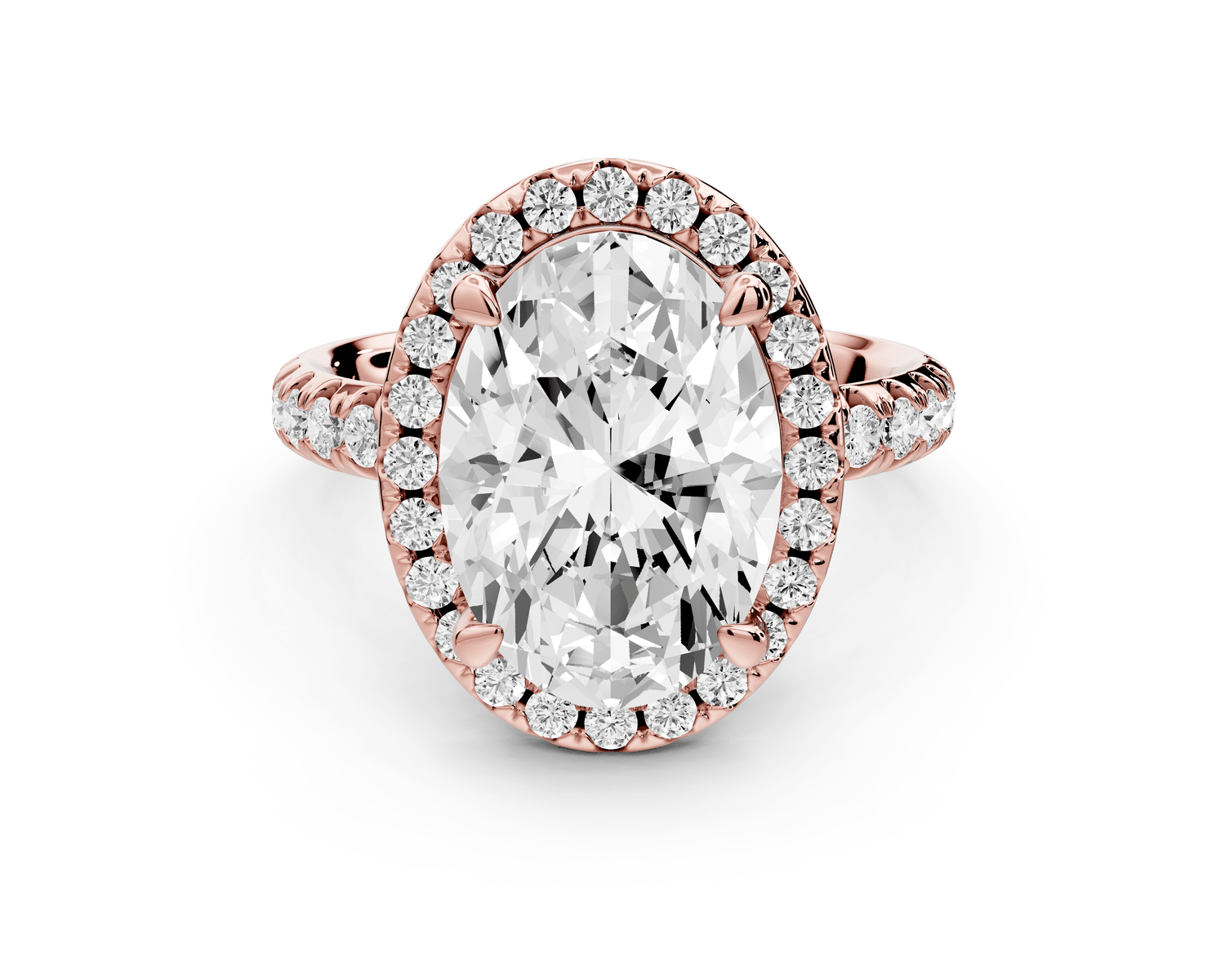 Eveline - 4ct 18k rose gold oval Halo Half Band Pavé Engagement Ring - Mr. Alex Jewelry