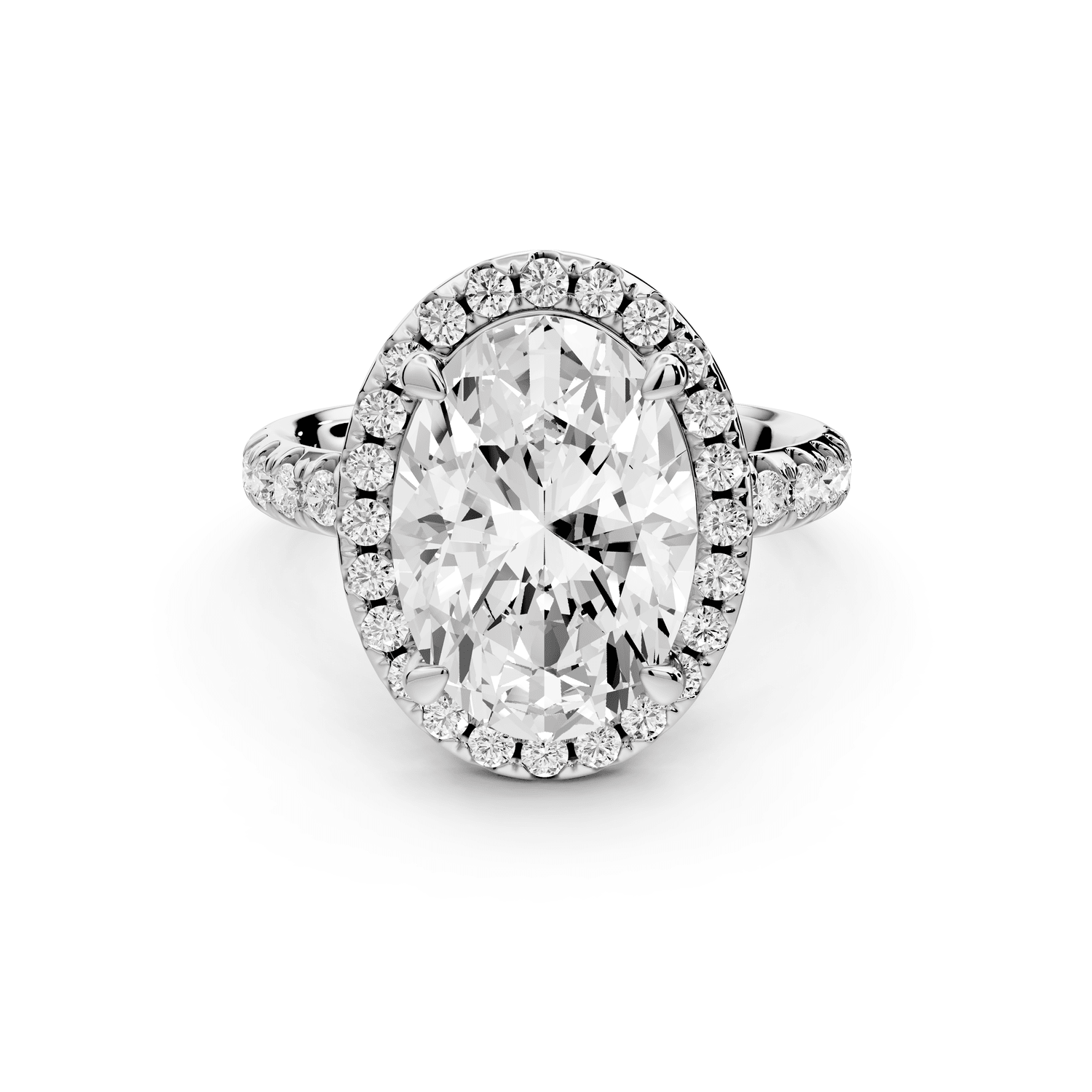 Eveline - 4ct 18k white gold oval Halo Half Band Pavé Engagement Ring - Mr. Alex Jewelry